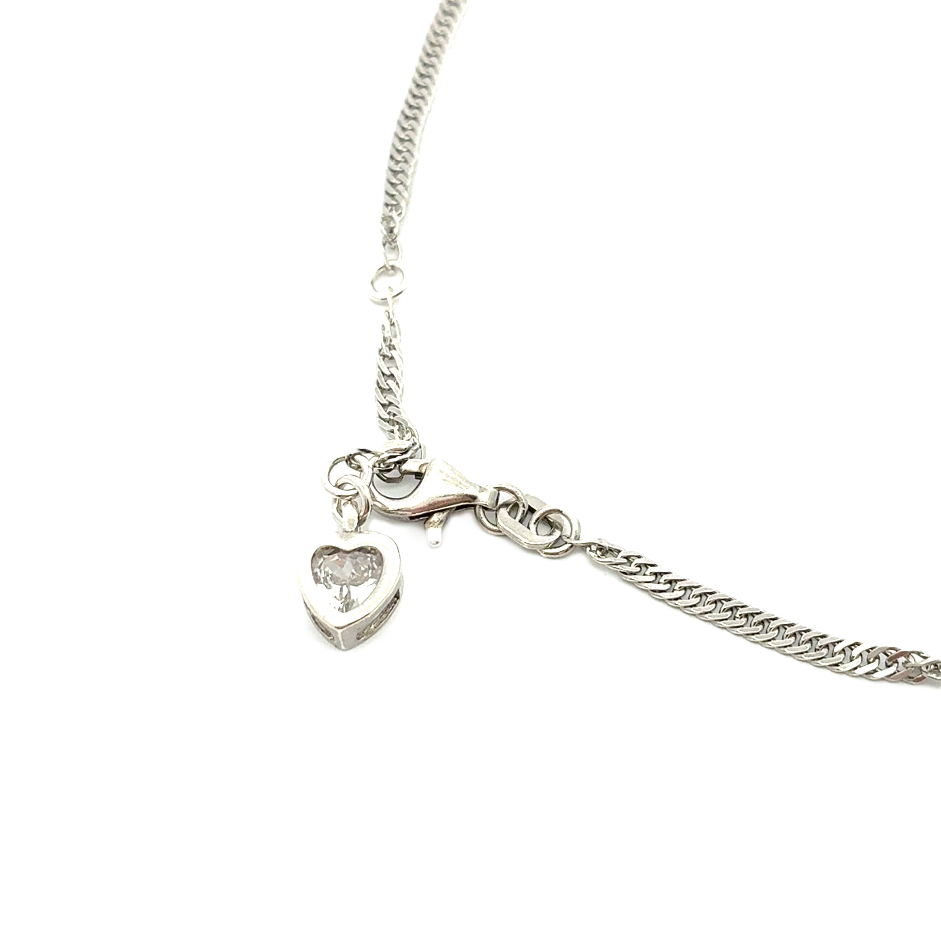 Damen Fußkettchen Silber 925 mit Zirkonia Herz Geschenk