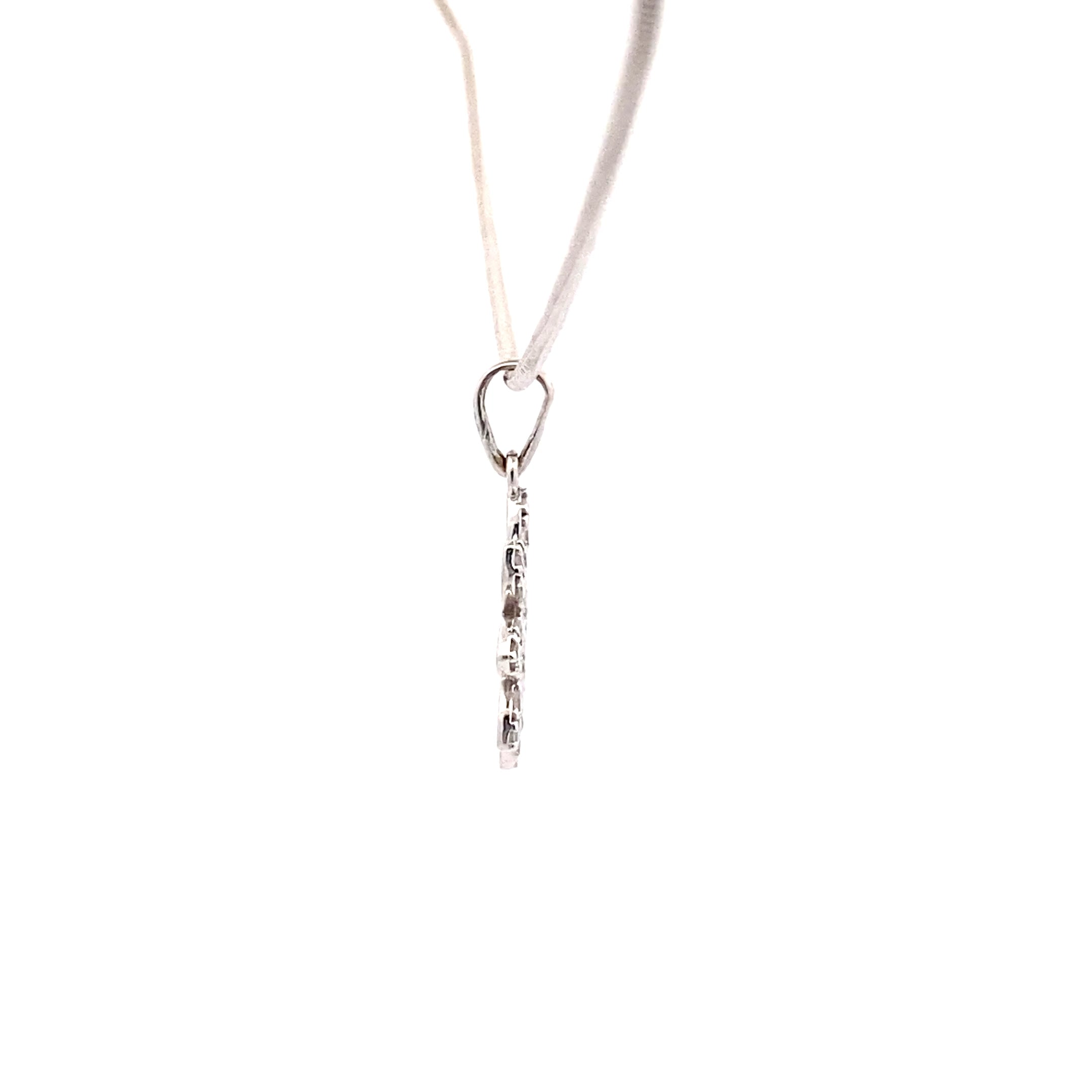 Kette Blume Weißgold 585 14 Karat mit Zirkonia
