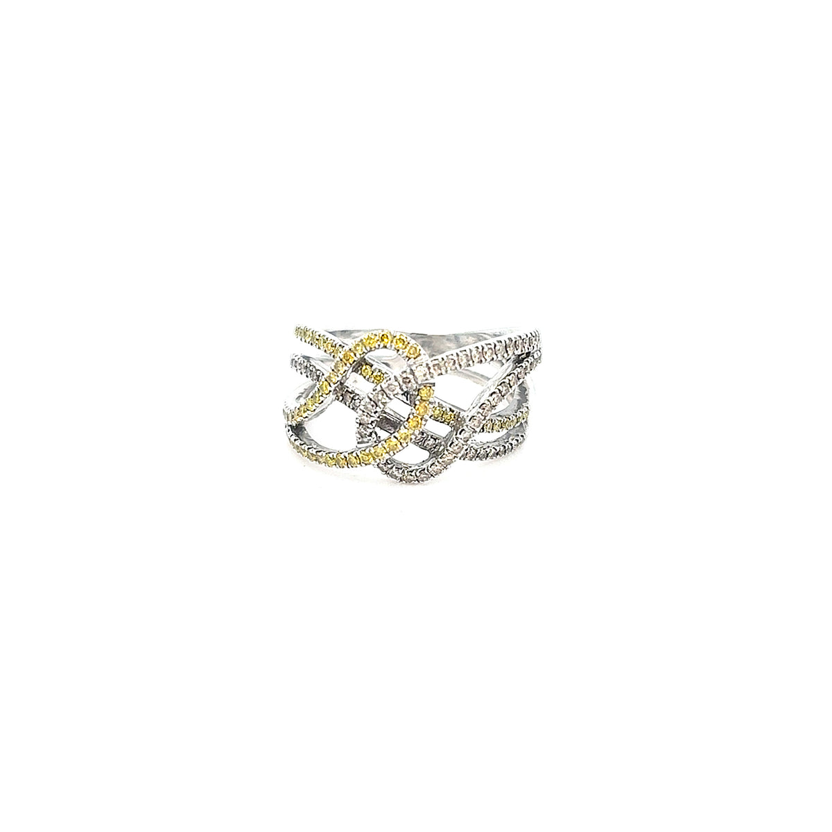 Ring Weiß Gold 585 14 kt Brillanten Gelb Damen