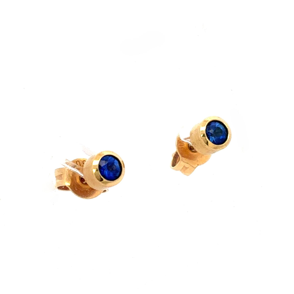Ohrstecker Gelb Gold 750 18K Schmuckstein Blau Unisex