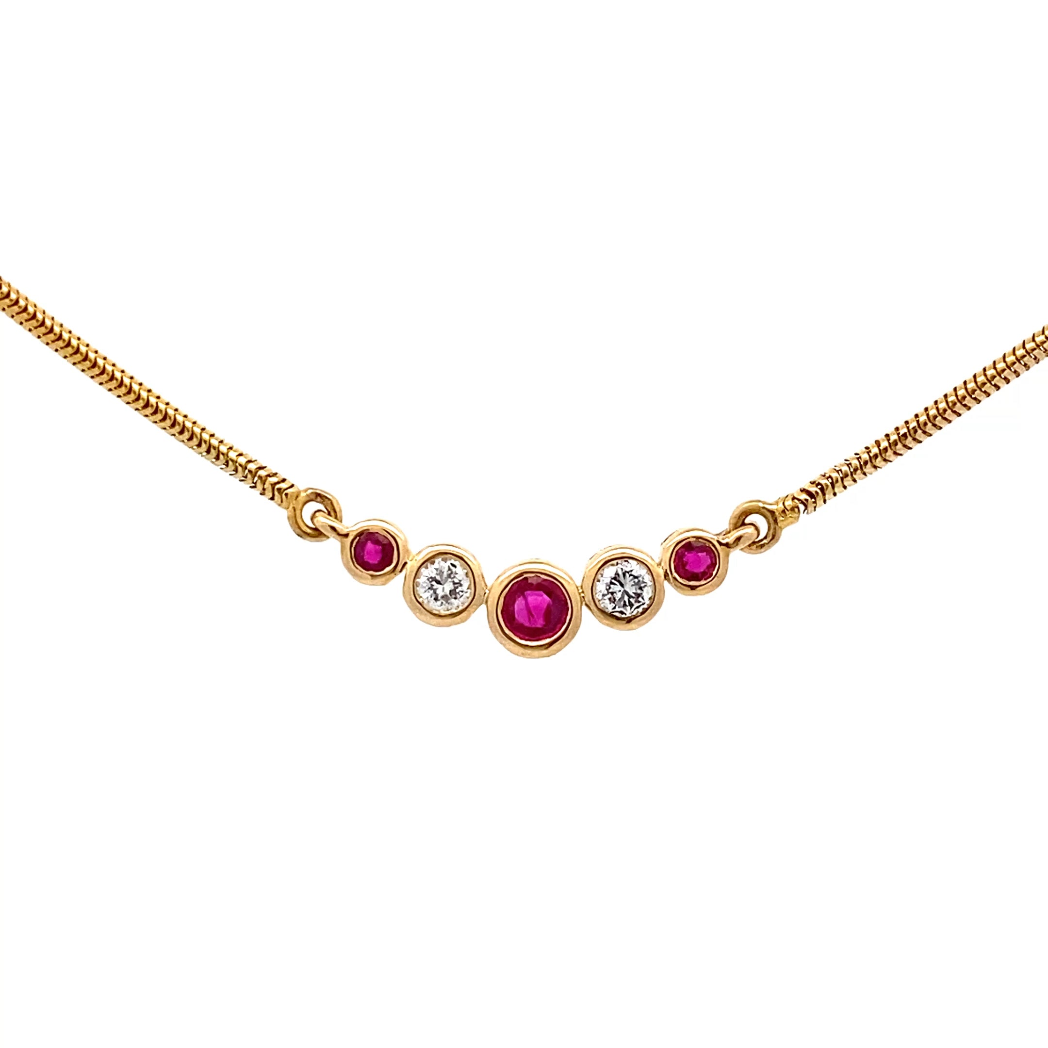 Brillantenkette Gelb Gold 750 18 Karat mit Farbsteinen rosa
