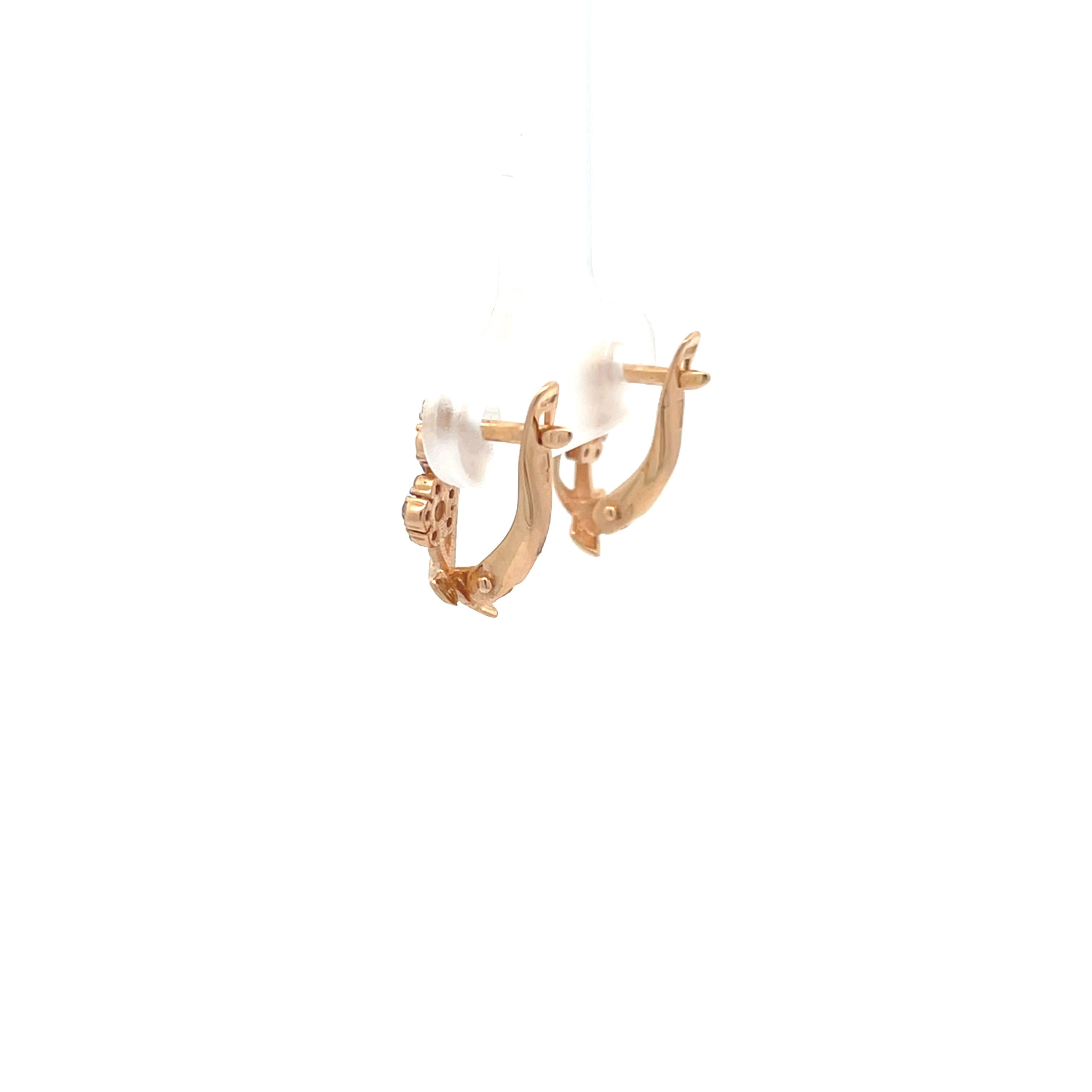 Blumen Ohrringe Rot Gold mit Zirkonia 583 14 Karat
