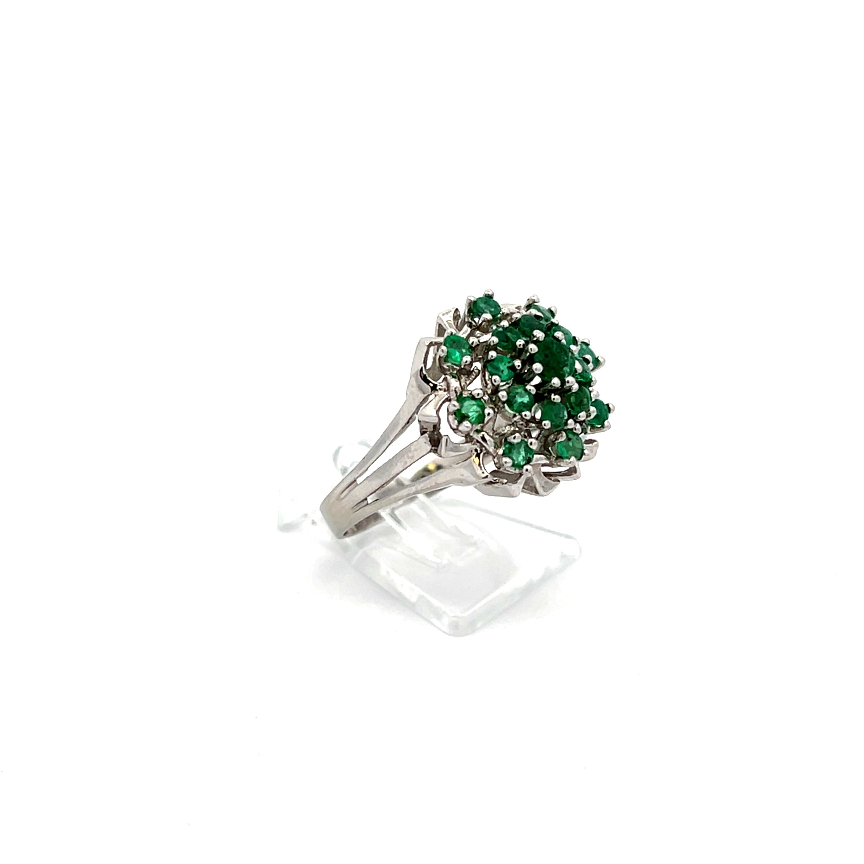 Ring Weißgold 585 14 Karat mit Farbsteinen grün