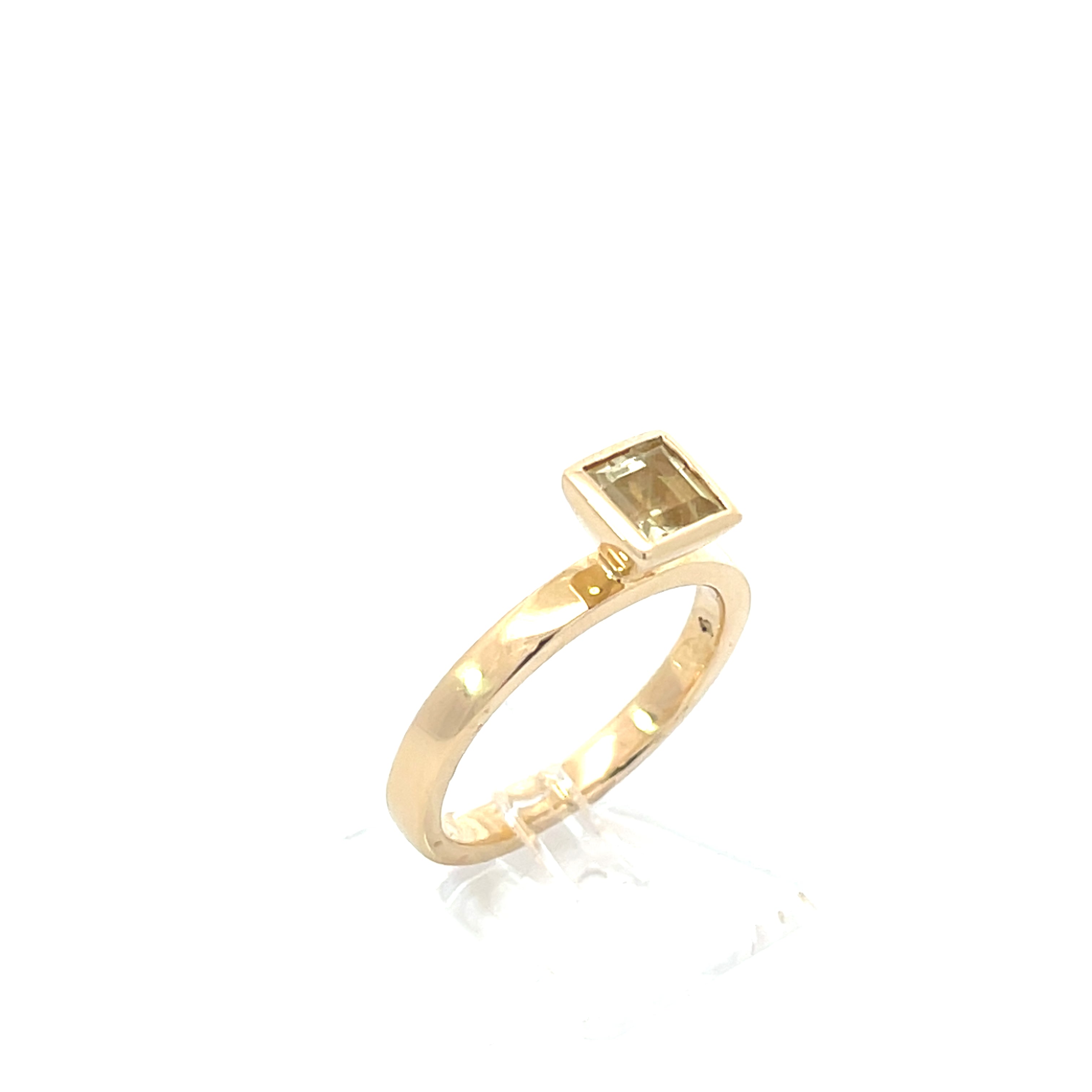 Damen Ring 585 14kt Gr.55 mit Gelben Schmuckstein Schmuck