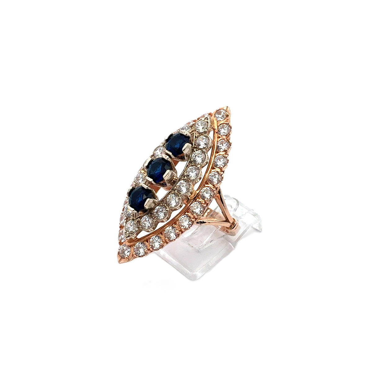 Ring Rot Weiß Gold 585 Zirkonia Schmuckstein Blau Geschenk