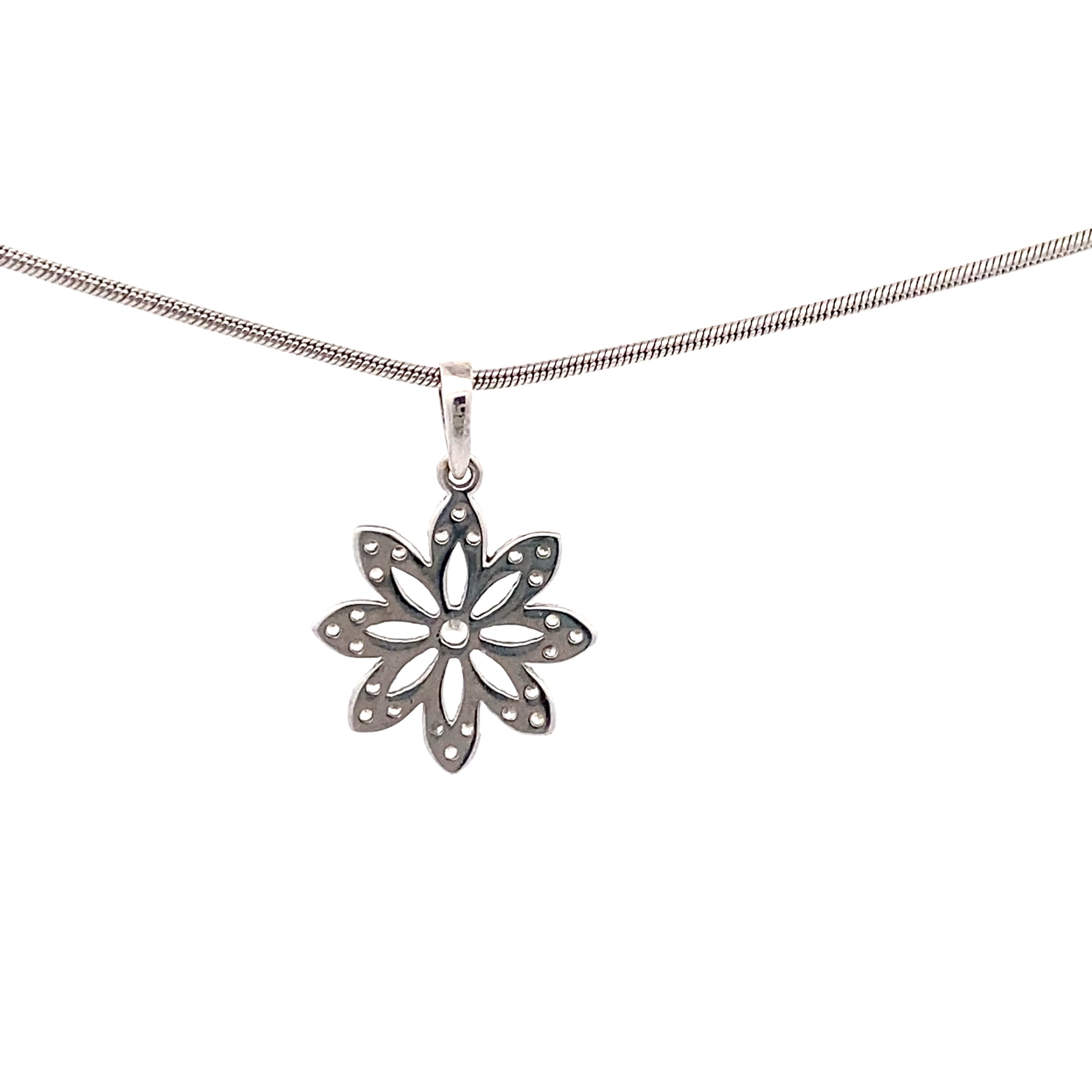 Kette Blume Weißgold 585 14 Karat mit Zirkonia