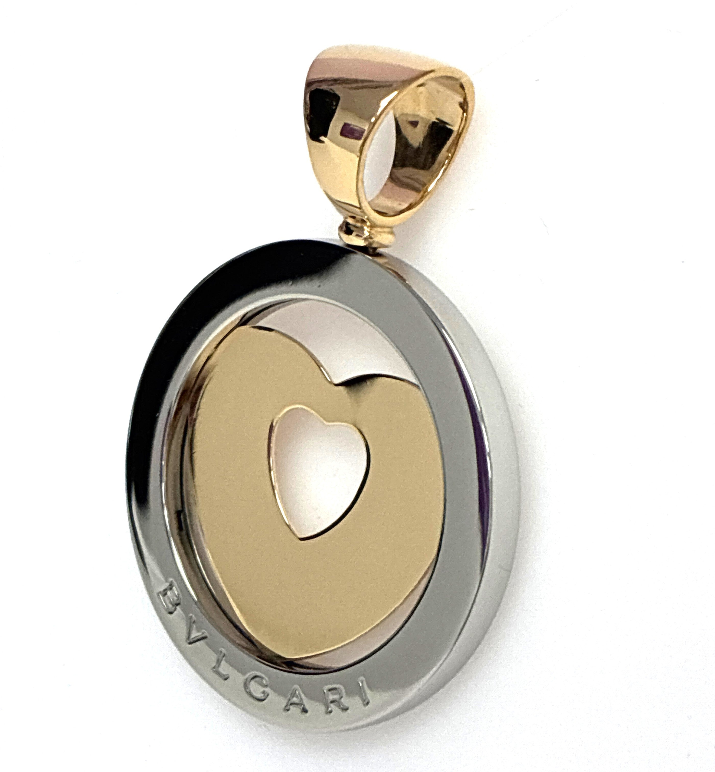 Bvlgari Tondo Anhänger Herz Gelb Gold 750 Stahl Unisex