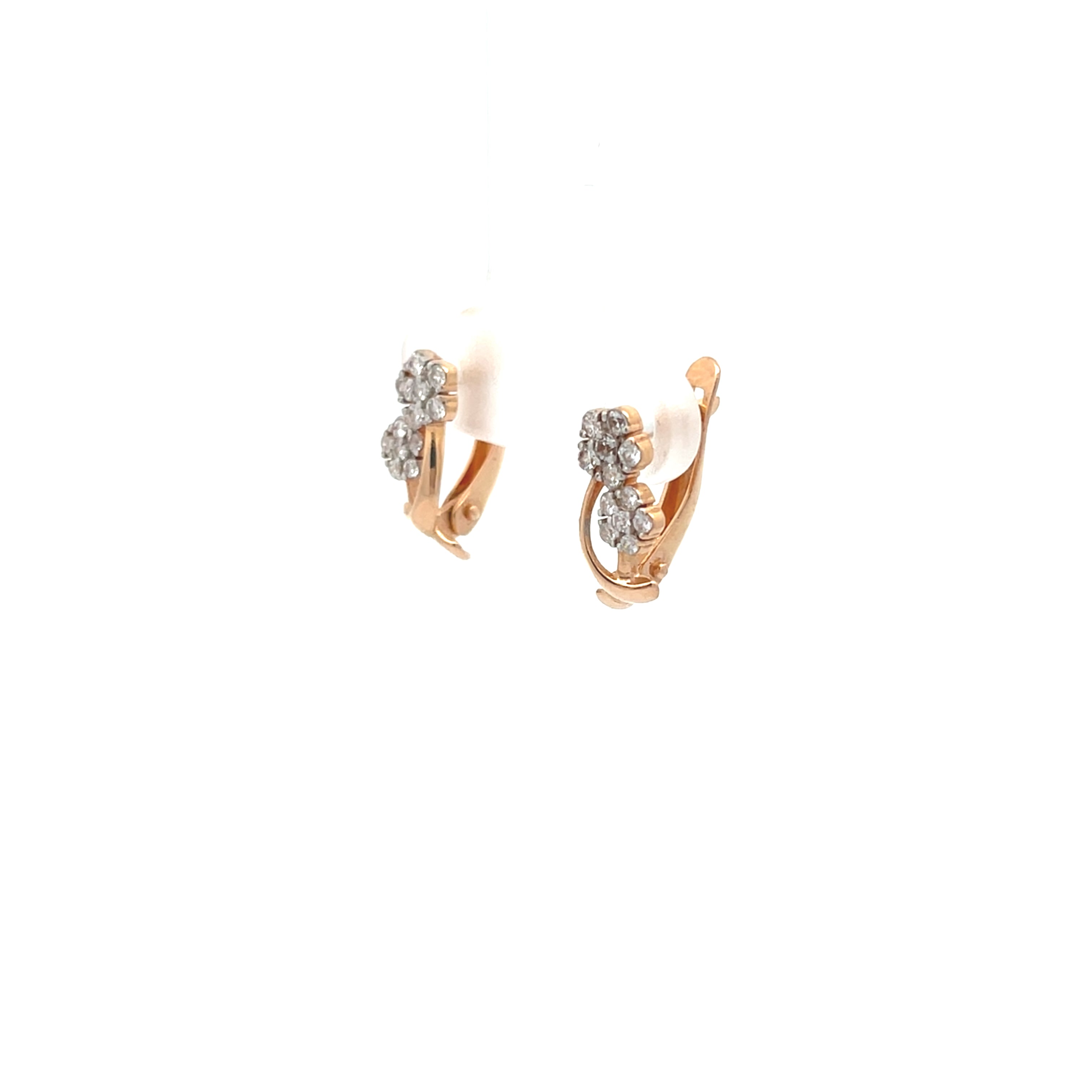 Blumen Ohrringe Rot Gold mit Zirkonia 583 14 Karat