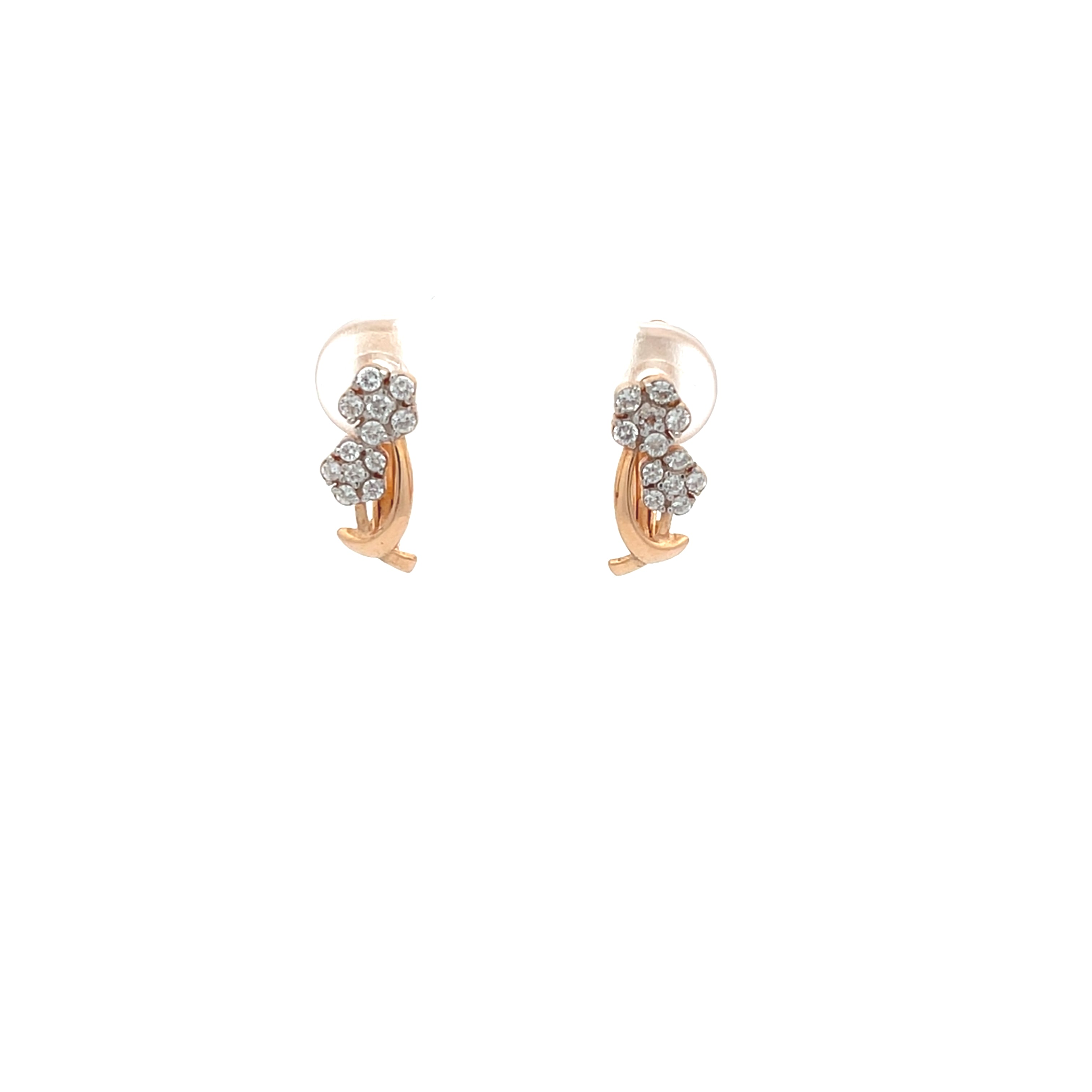 Blumen Ohrringe Rot Gold mit Zirkonia 583 14 Karat