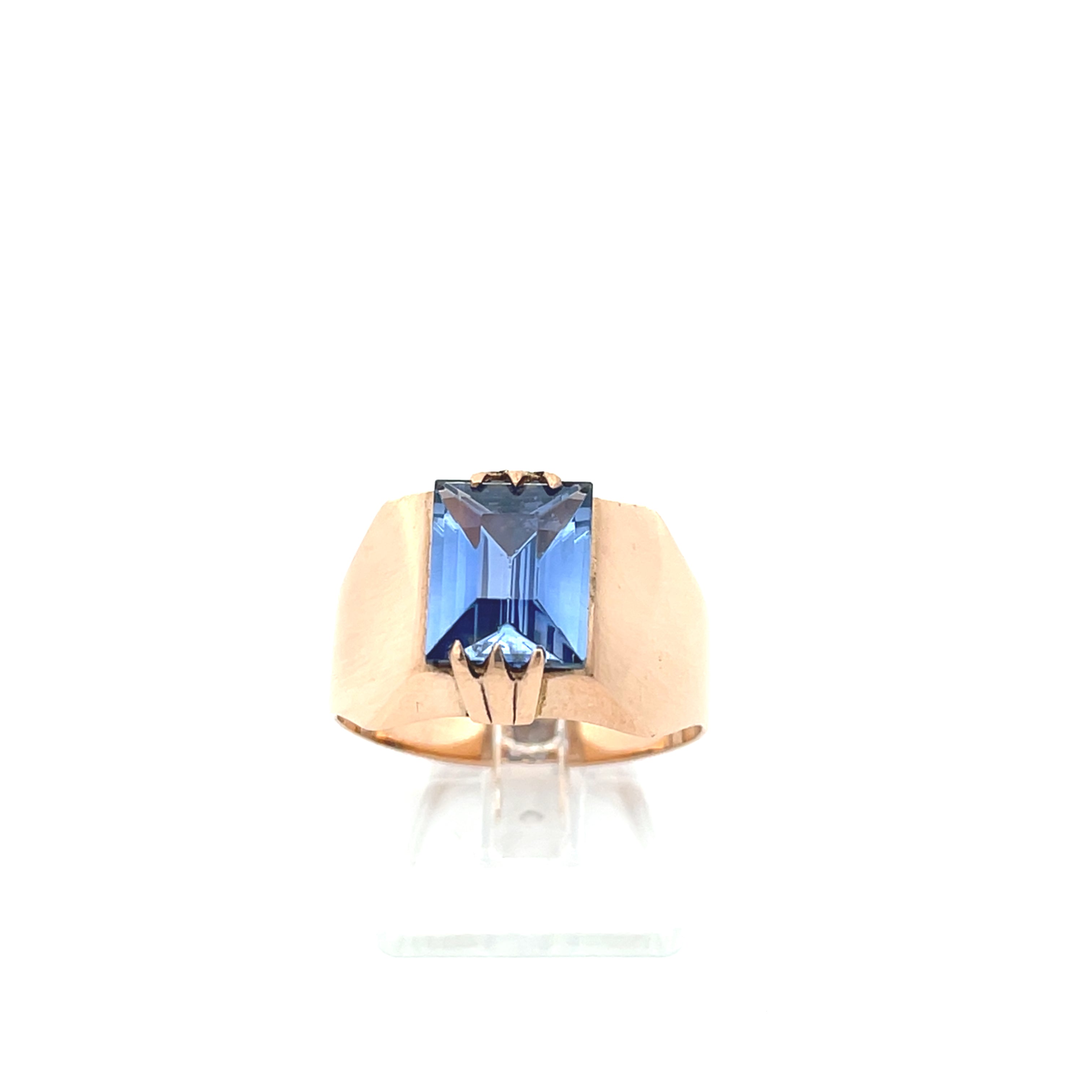 Ring Rotgold 585 14 Karat mit Farbstein blau