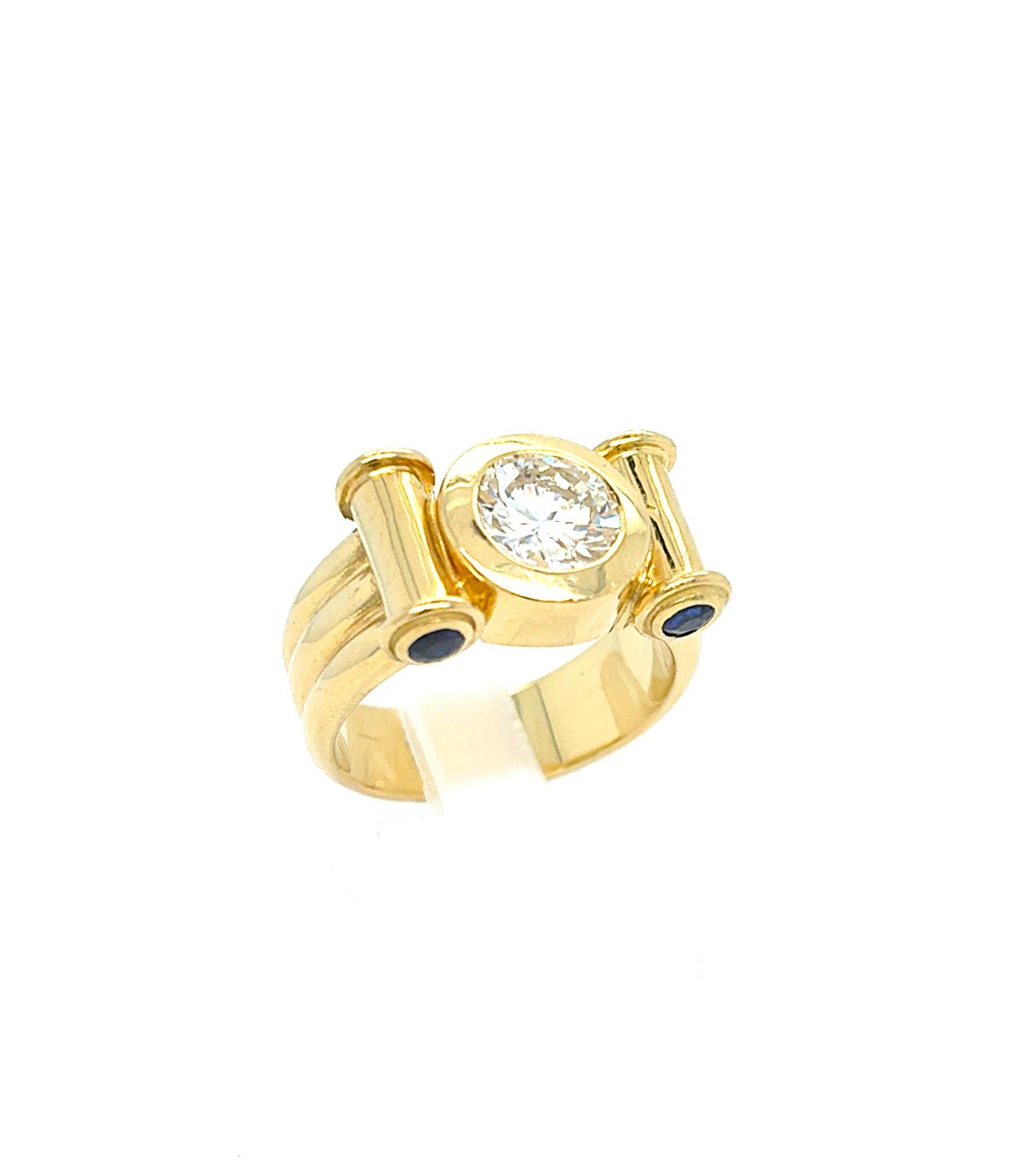 Ring Gold 750 18 kt Brillant 2 ct Saphir