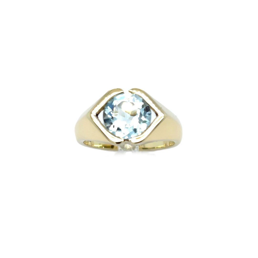 Ring Gelbgold Aquamarin 585/14kt Gr.56
