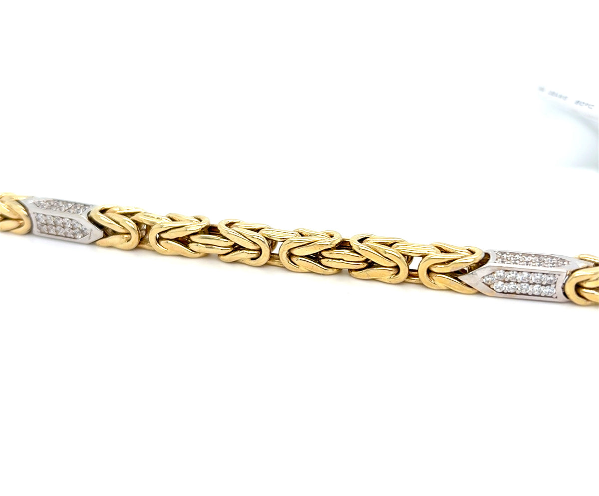 Königskette Armband Gelb Weiß Gold 585 14 kt Zirkonia Unisex