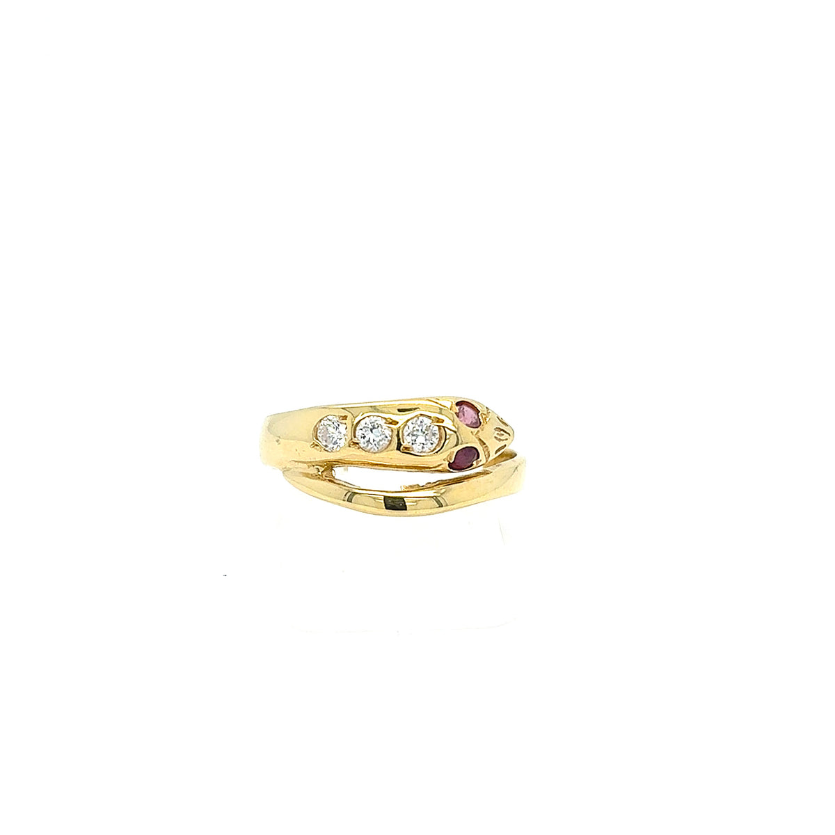 Ring Gelb Gold 750 18 kt Schlange Zirkonia