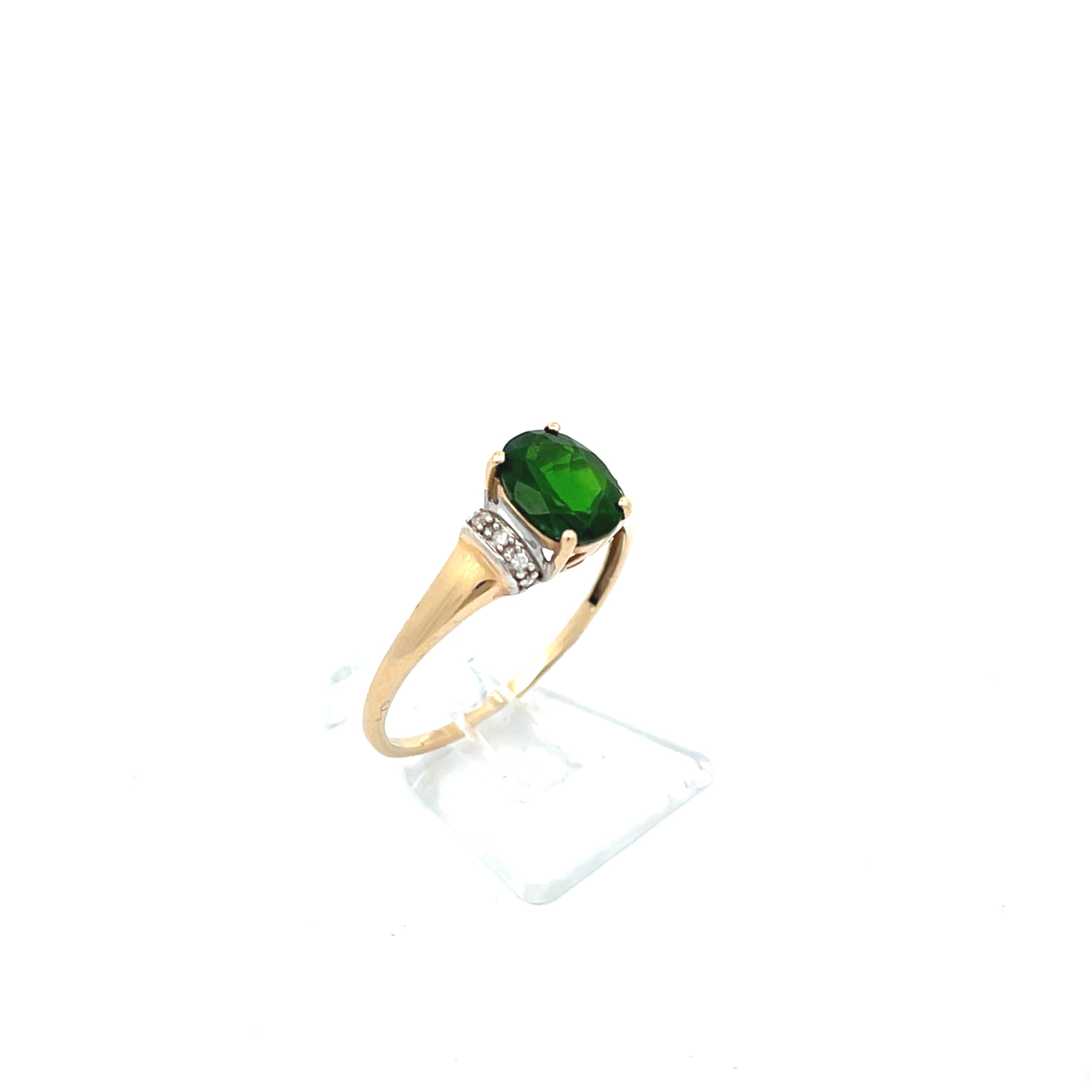 Ring Gelb Gold 585 14kt Gr.60 Farbstein grün und Zirkonia