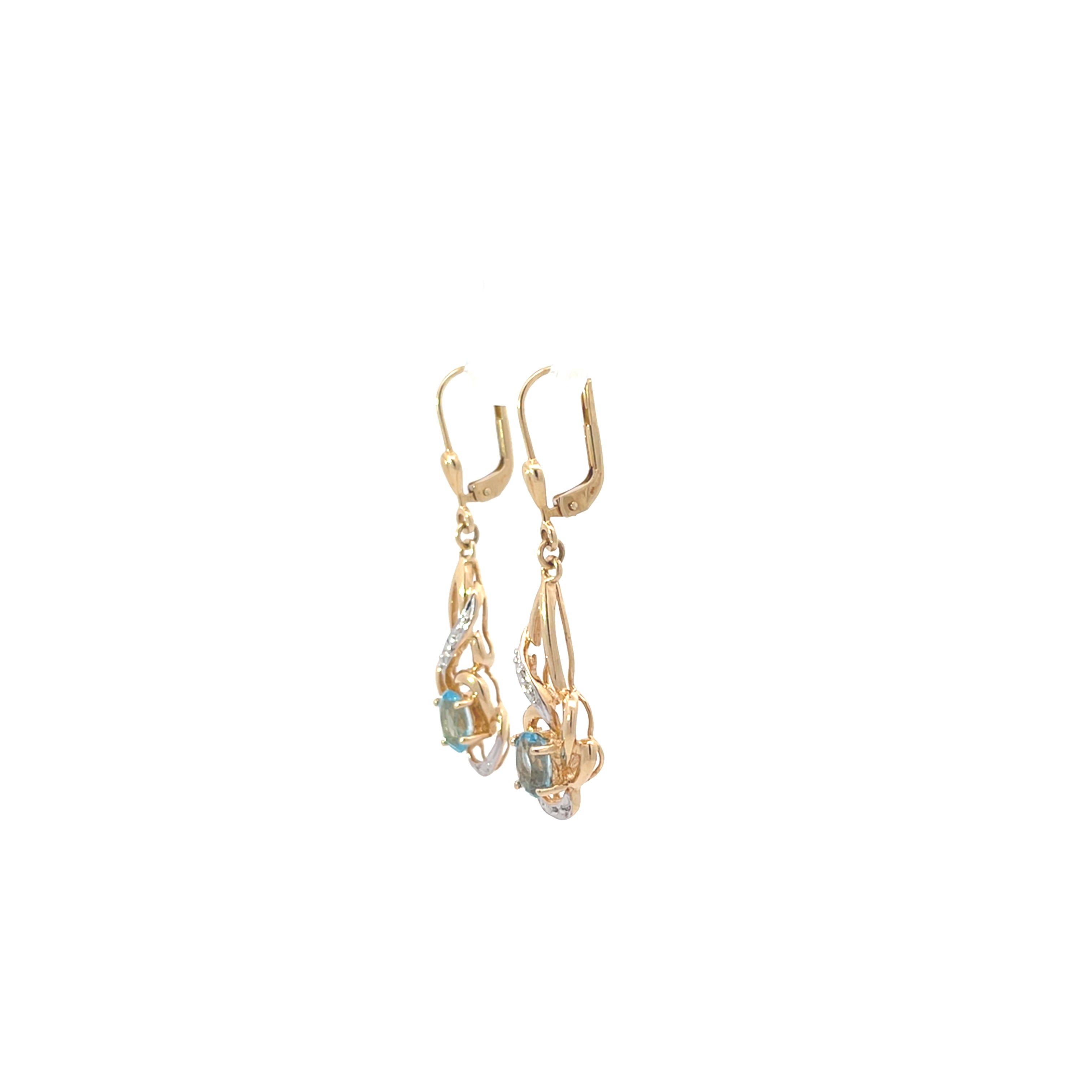 Ohrring Gold 585 14 Karat mit Farbsteinen blau