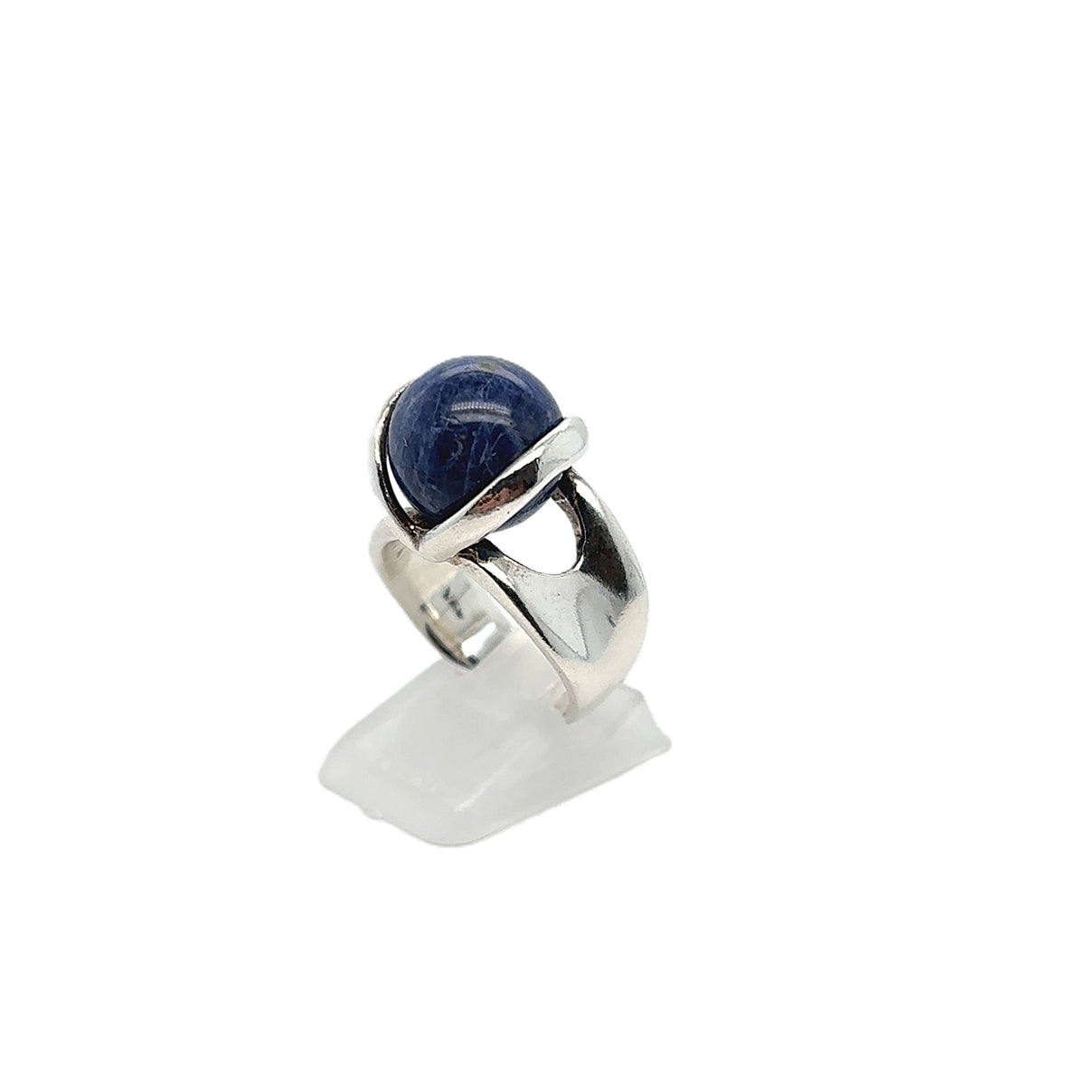 Ring Silber 925 Kugel Blau drehbar Damen Geschenk