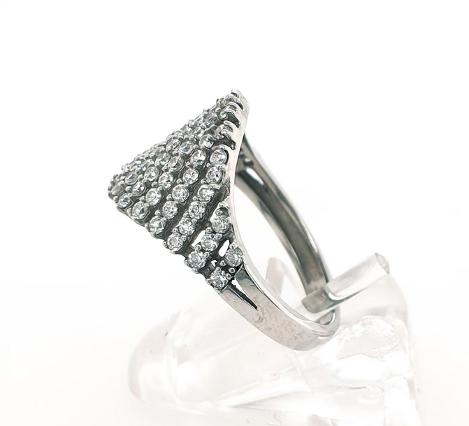 Süßer Zirkon Ring Wellenlinie 750 Weißgold 18kt Gr.53