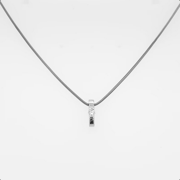 Schlichte Brillant 0,09ct Kette 750 Weißgold 18 kt L:43cm