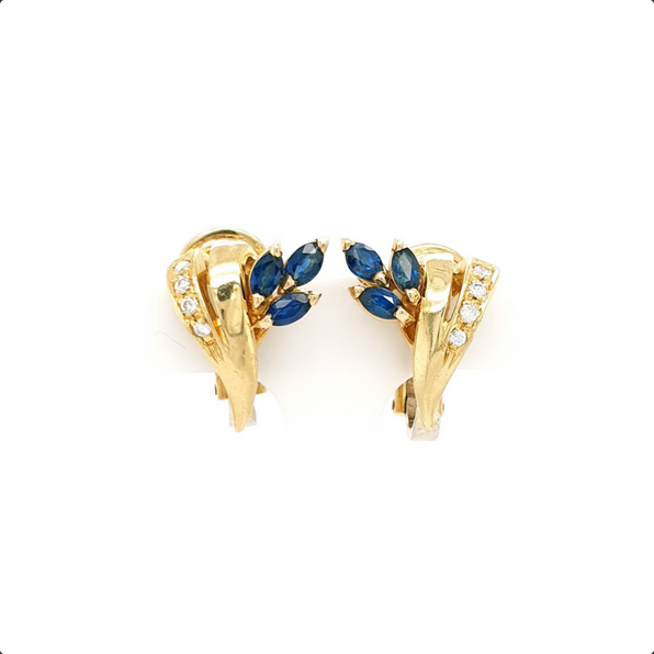Hochwertige Ohrstecker Gelbgold 750/18kt Brillant Saphir