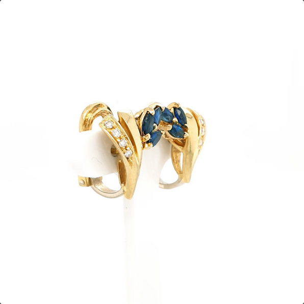 Hochwertige Ohrstecker Gelbgold 750/18kt Brillant Saphir