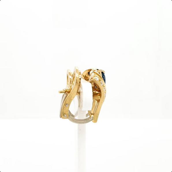Hochwertige Ohrstecker Gelbgold 750/18kt Brillant Saphir