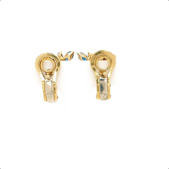 Hochwertige Ohrstecker Gelbgold 750/18kt Brillant Saphir