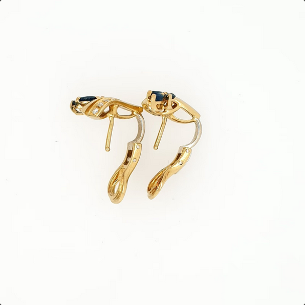 Hochwertige Ohrstecker Gelbgold 750/18kt Brillant Saphir