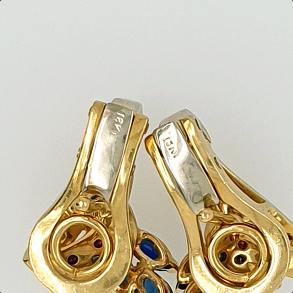 Hochwertige Ohrstecker Gelbgold 750/18kt Brillant Saphir