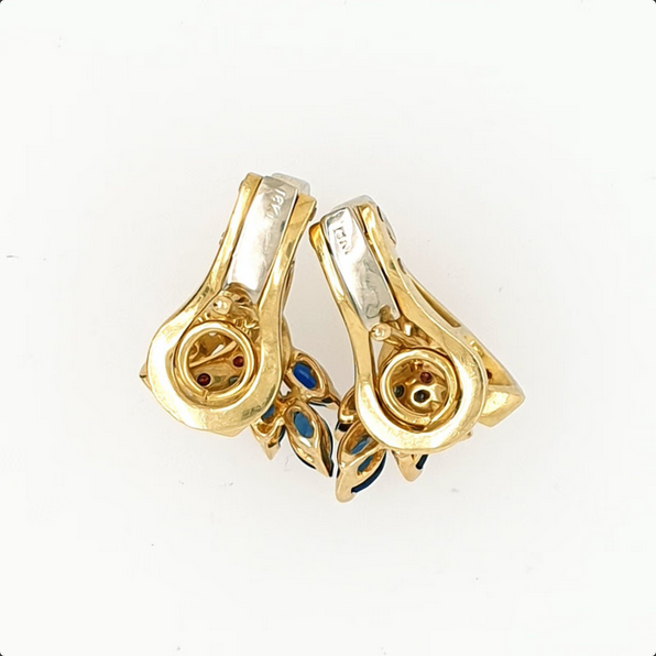 Hochwertige Ohrstecker Gelbgold 750/18kt Brillant Saphir