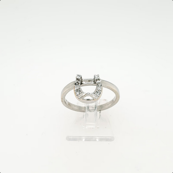 Hufeisen Ring Weißgold 585/14kt Diamanten Gr. 57