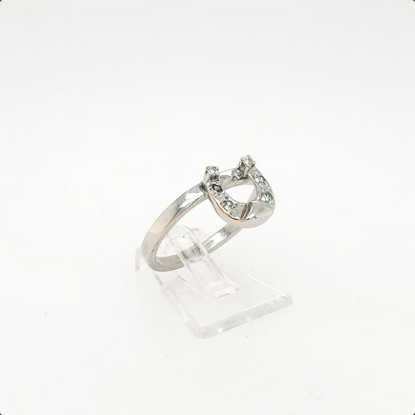 Hufeisen Ring Weißgold 585/14kt Diamanten Gr. 57