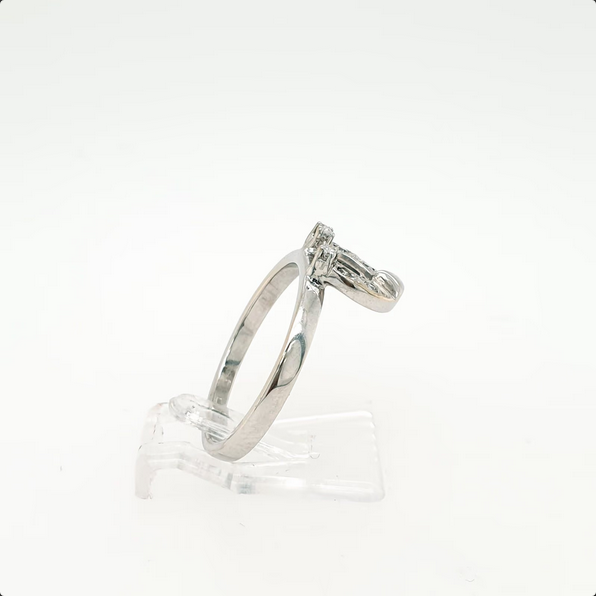Hufeisen Ring Weißgold 585/14kt Diamanten Gr. 57
