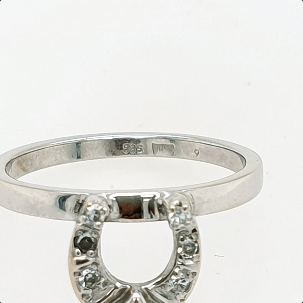 Hufeisen Ring Weißgold 585/14kt Diamanten Gr. 57