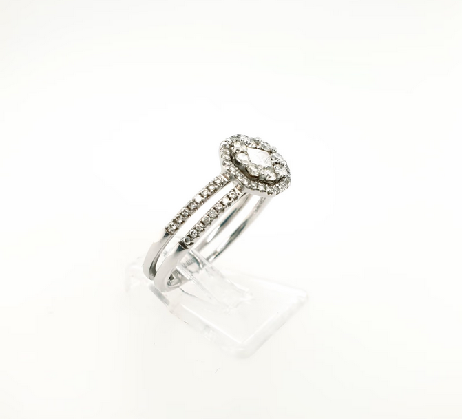 Funkelnder Brillantring 750 WG Princess Gr.56 Verlobungsring