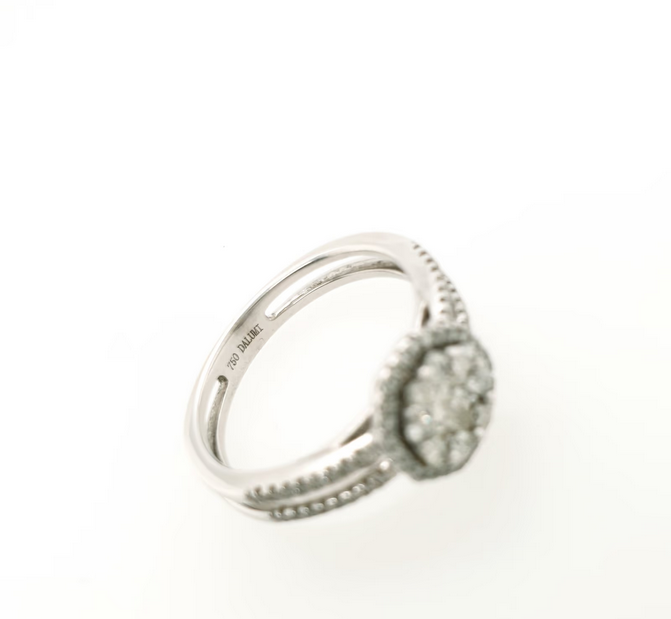 Funkelnder Brillantring 750 WG Princess Gr.56 Verlobungsring