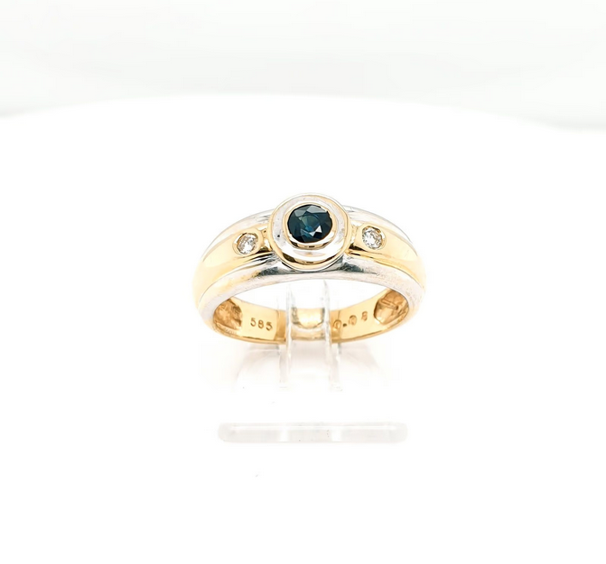 Brillantring mit einem Onyx aus Weiß- und Gelbgold - 585er Gr. 54