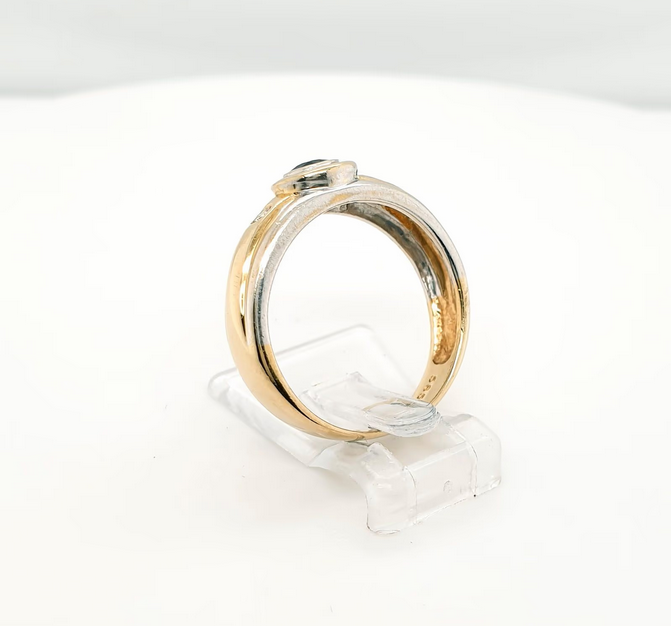 Brillantring mit einem Onyx aus Weiß- und Gelbgold - 585er Gr. 54