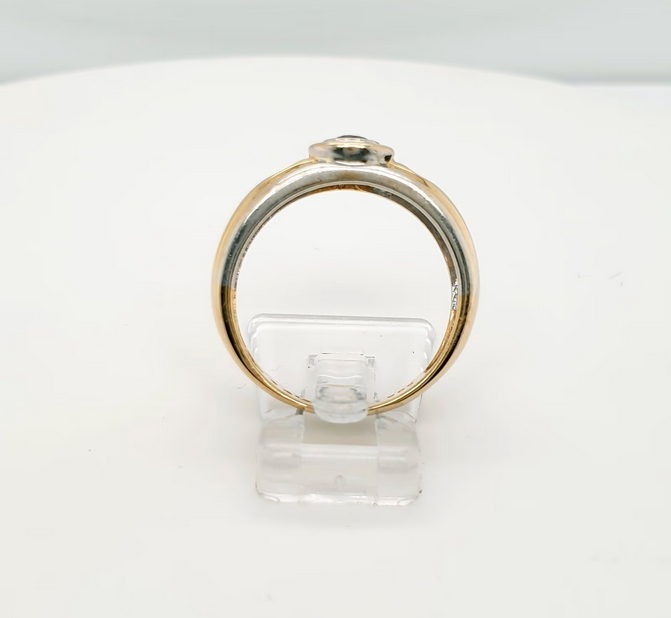 Brillantring mit einem Onyx aus Weiß- und Gelbgold - 585er Gr. 54