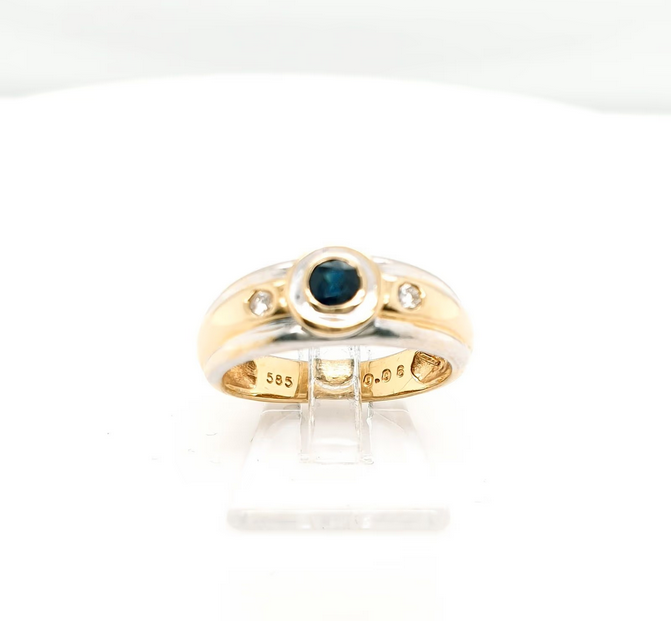 Brillantring mit einem Onyx aus Weiß- und Gelbgold - 585er Gr. 54