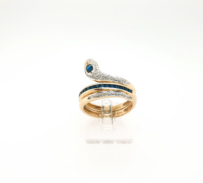 Schlangenring mit Saphir & Diamant 585 14 Karat Gr. 54