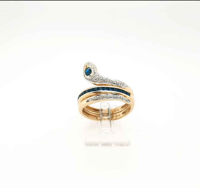 Schlangenring mit Saphir & Diamant 585 14 Karat Gr. 54