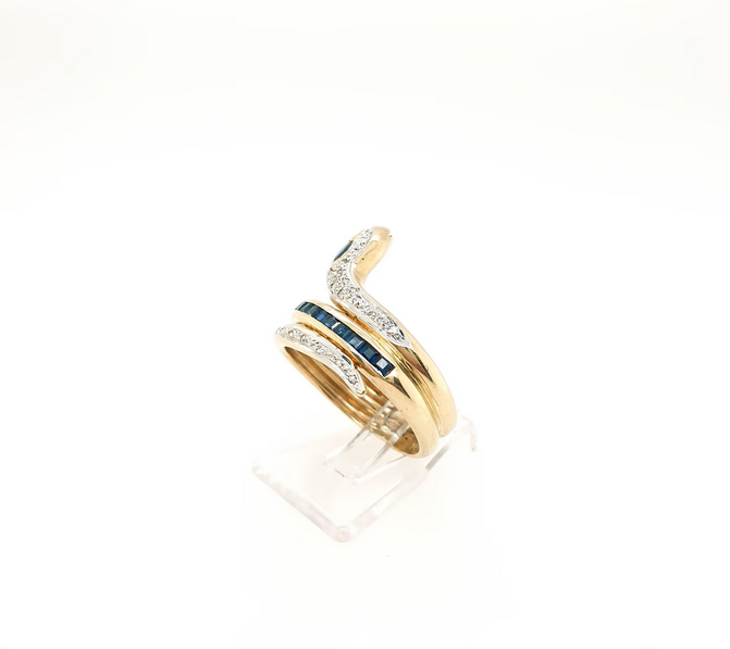 Schlangenring mit Saphir & Diamant 585 14 Karat Gr. 54