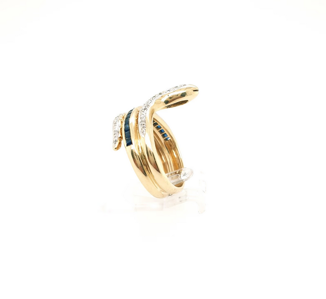 Schlangenring mit Saphir & Diamant 585 14 Karat Gr. 54