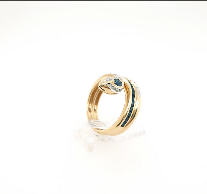 Schlangenring mit Saphir & Diamant 585 14 Karat Gr. 54