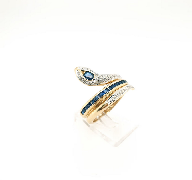 Schlangenring mit Saphir & Diamant 585 14 Karat Gr. 54