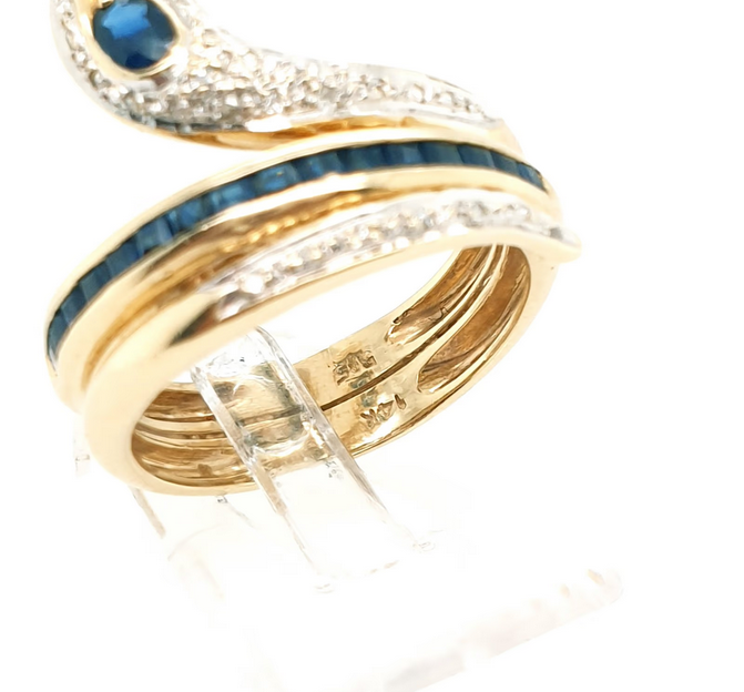 Schlangenring mit Saphir & Diamant 585 14 Karat Gr. 54
