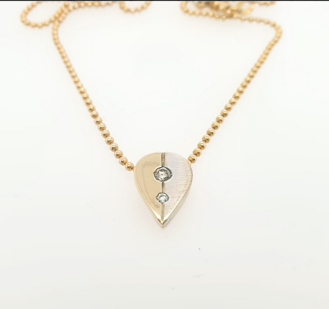 Kugelkette Brillant 0,13ct Anhänger 585/14kt Gelbgold Weißgold