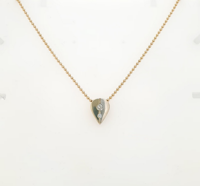 Kugelkette Brillant 0,13ct Anhänger 585/14kt Gelbgold Weißgold