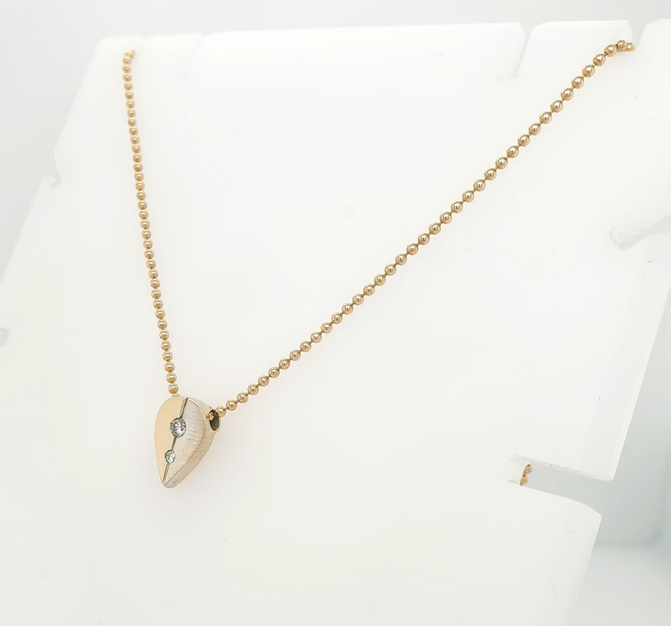 Kugelkette Brillant 0,13ct Anhänger 585/14kt Gelbgold Weißgold